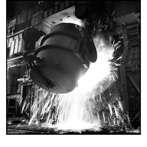 Pouring Molten Steel, MMK Steel Works, Siberia