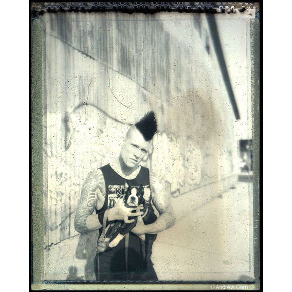 Man with mohawk and Dog, williamsburgh, Brooklyn
