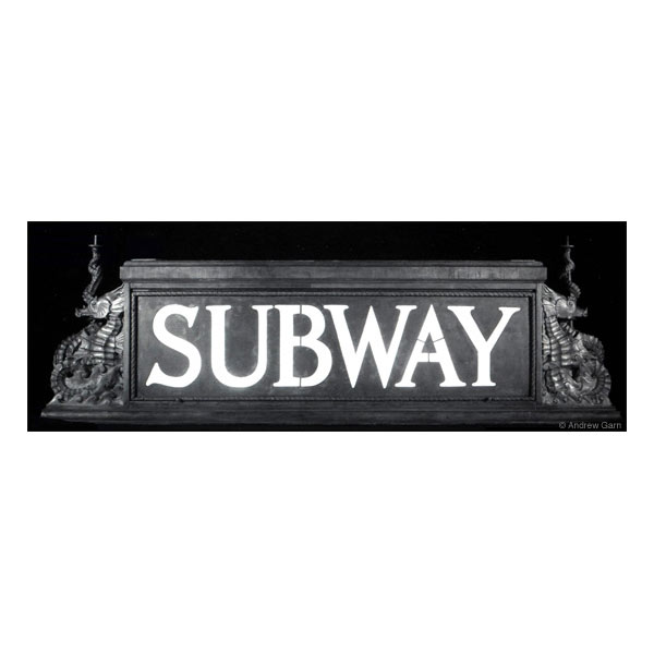 subway sign with copper seahorses from graybar building